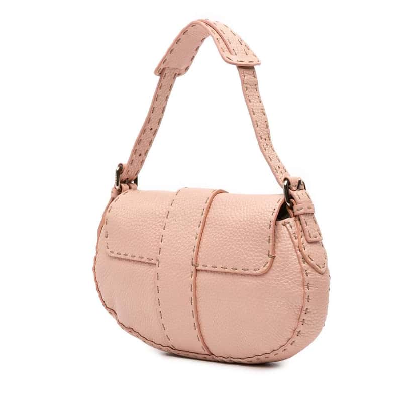 Fendi Leather Selleria Shoulder Bag Pink Leather Good condition - Back View