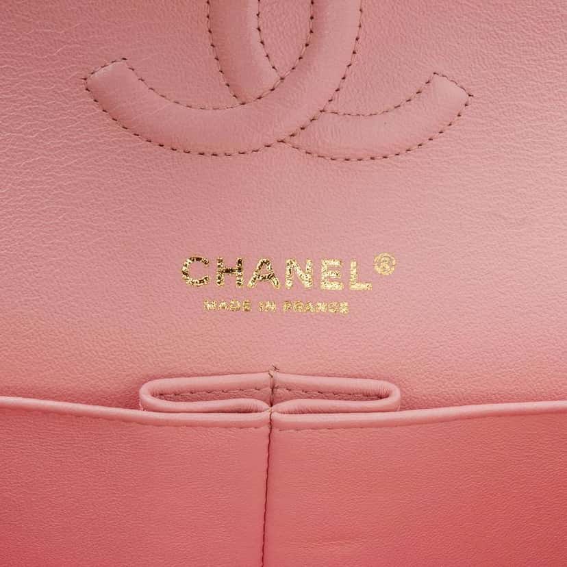 Chanel Medium Classic Boucle Tweed Double Flap Pink Tweed Good condition - Box View