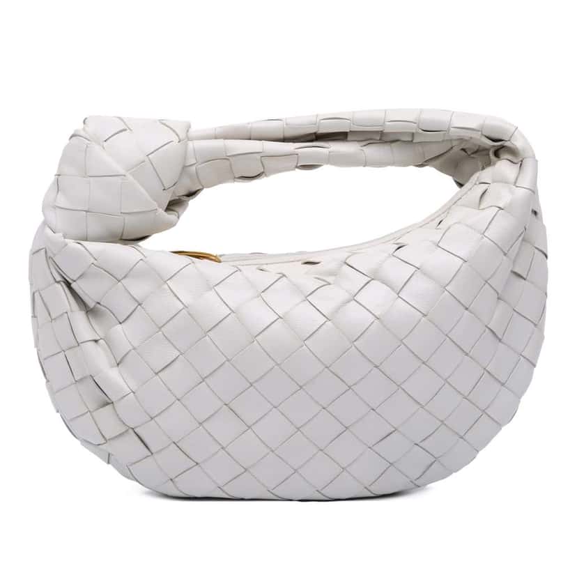 Bottega Veneta Mini Nappa Intrecciato Jodie White Leather Good condition - Front View