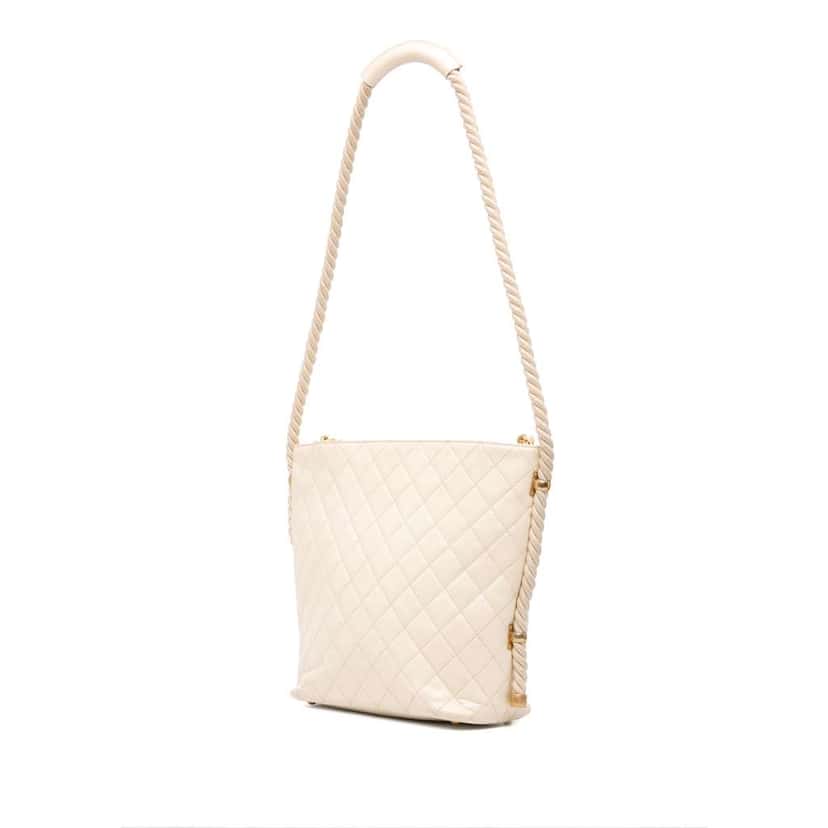 Chanel Crumpled Calfskin En Vogue Rope Satchel White Leather Good condition - Back View