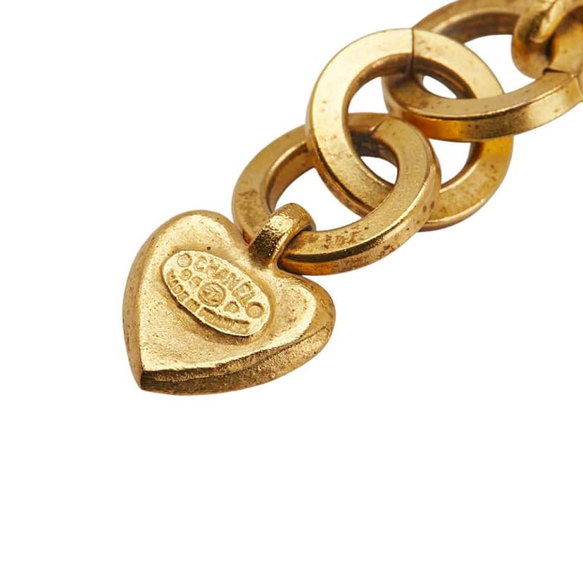 Chanel Gold Plated CC Heart Drop Clip on Earrings Gold Metal Good condition - Inside View
