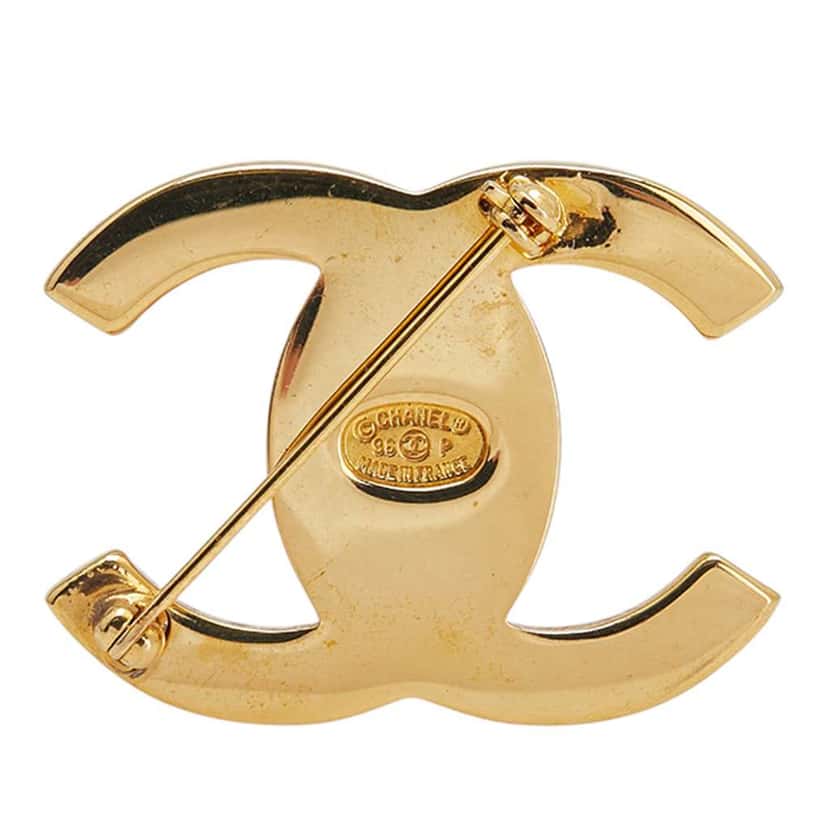 Chanel Gold Plated CC Turn-Lock Brooch Gold Metal Good condition - Back View