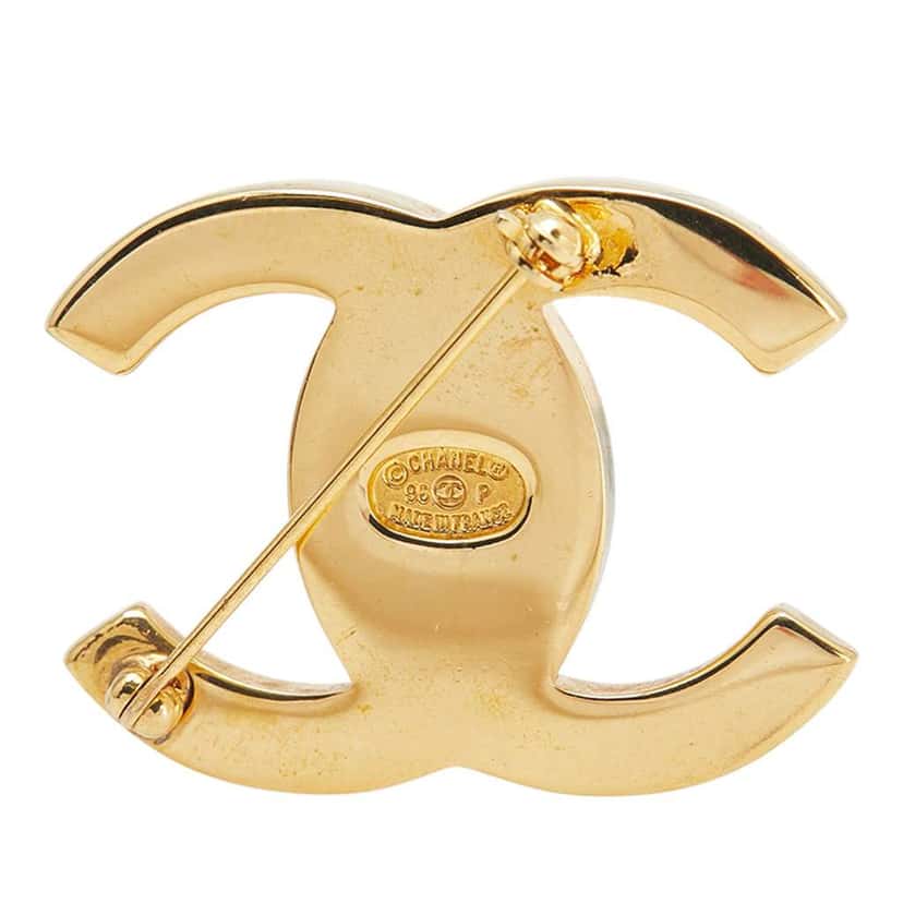 Chanel Gold Plated CC Turn-Lock Brooch Gold Metal Good condition - Inside View