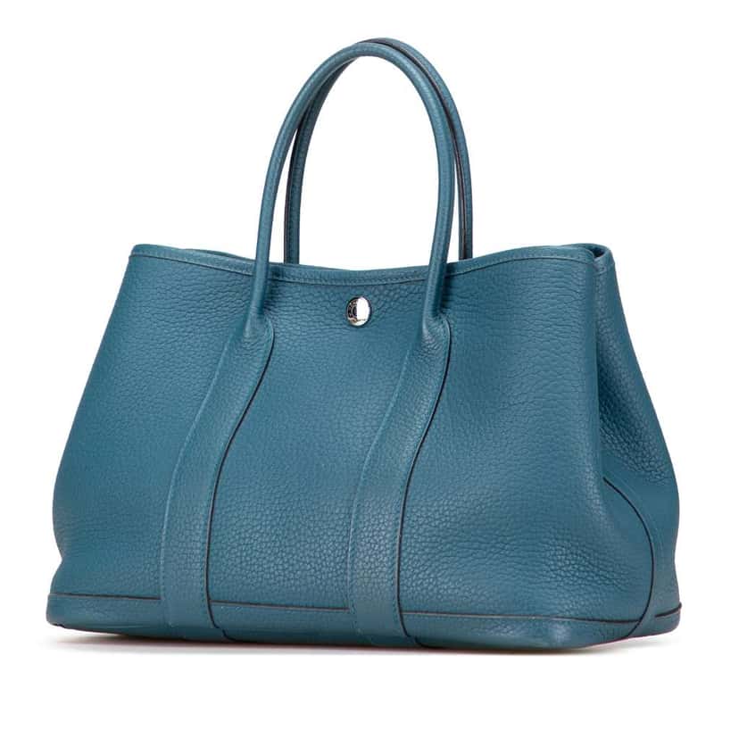 Hermès Negonda Garden Party 30 Blue Leather Good condition - Back View