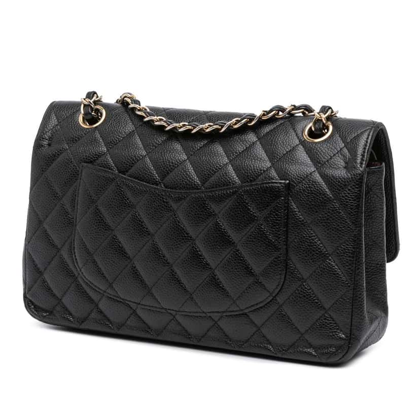 Chanel Medium Classic Caviar Double Flap Black Leather Good condition - Back View