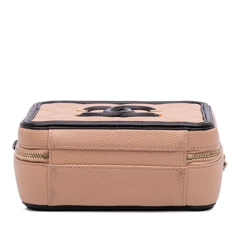 Chanel Small Caviar CC Filigree Vanity Case Brown Leather Good condition - Inside View