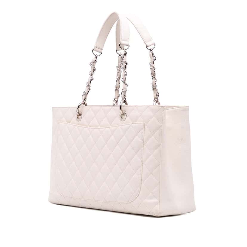 Chanel Caviar Grand Shopping Tote XL White Leather Good condition - Back View