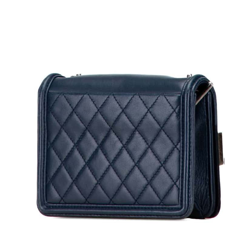 Chanel Mini Acrylic and Calfskin Boy Brick Flap Blue Leather Good condition - Back View