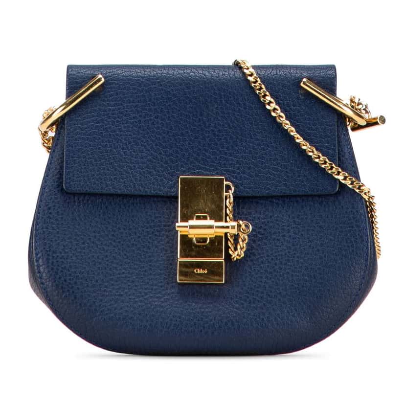 Chloé Small Leather Drew Crossbody Blue Leather Good condition - Front View