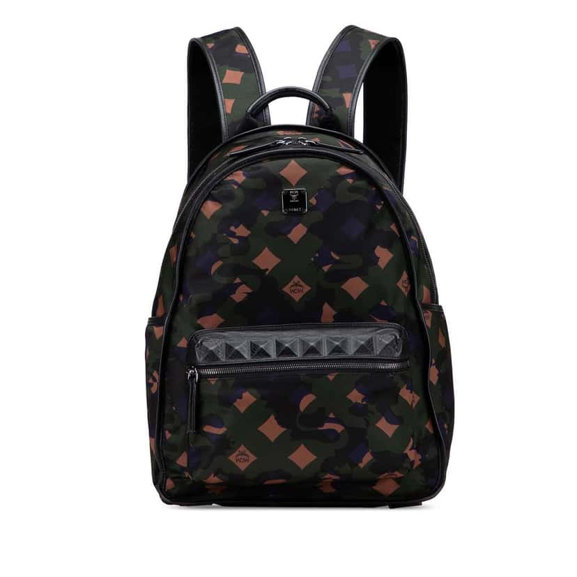 Mcm Nylon Camo Munich Lion Dieter Backpack Green Good condition - Front View