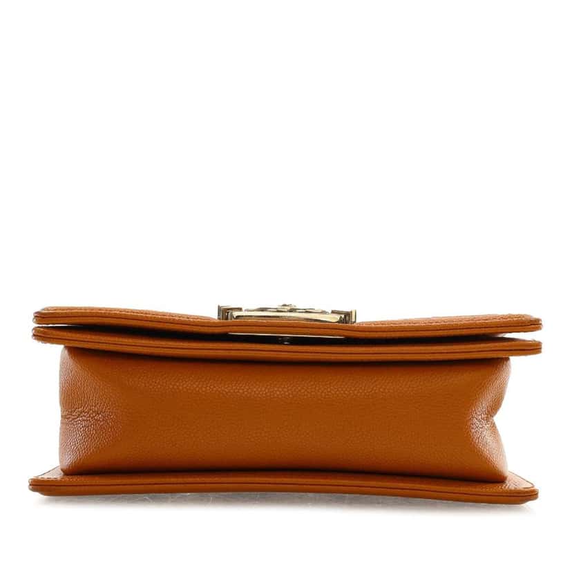 Chanel Small Quilted Caviar Boy Flap Brown Leather Good condition - Inside View