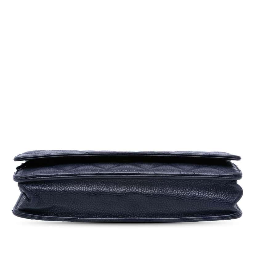 Chanel CC Quilted Caviar Wallet on Chain Blue Leather Good condition - Inside View