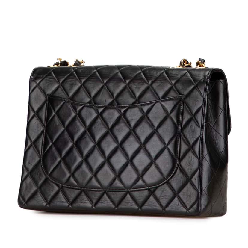 Chanel Jumbo XL Classic Lambskin Single Flap Black Leather Good condition - Back View