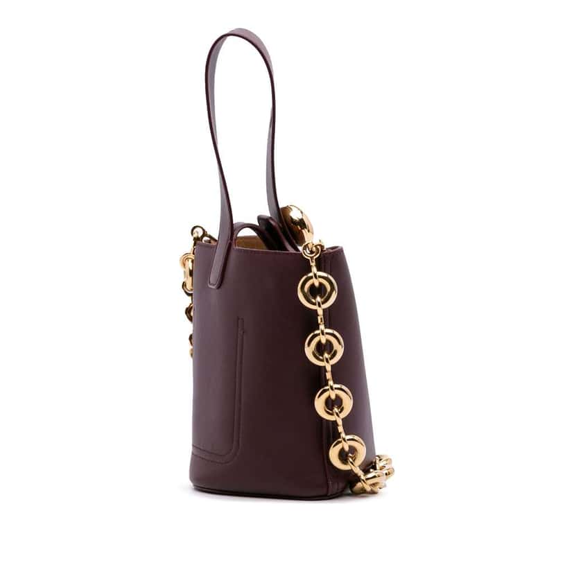 Loewe Mini Calfskin Pebble Bucket Bag Red Leather Good condition - Back View