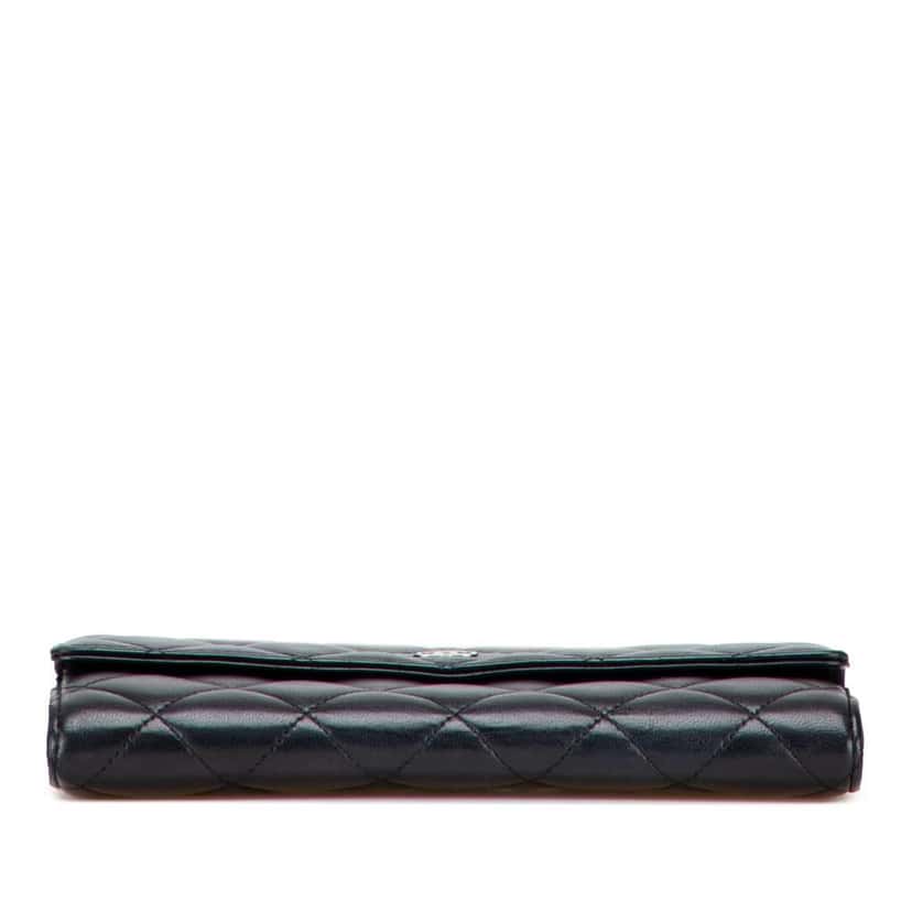 Chanel Quilted Lambskin Flap Long Wallet Black Leather Good condition - Inside View