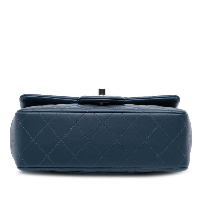 Chanel Mini Rectangular Classic Lambskin Single Flap Blue Leather Good condition - Inside View