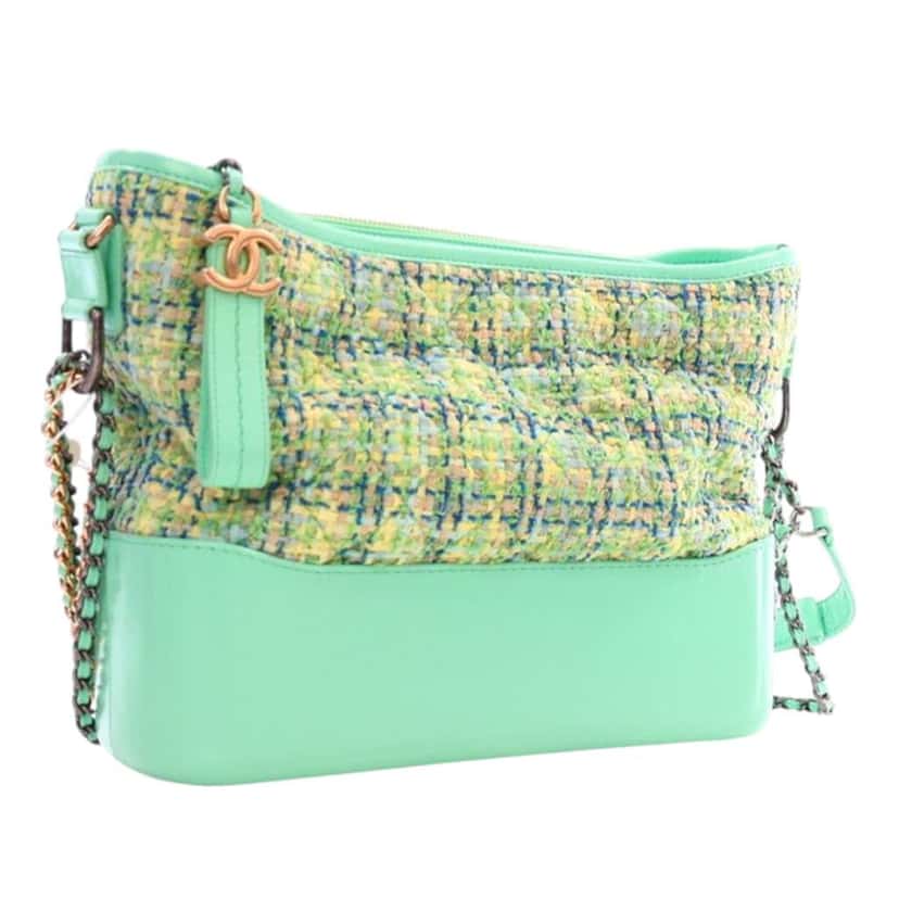 Chanel Medium Tweed Gabrielle Crossbody Green Tweed Good condition - Back View
