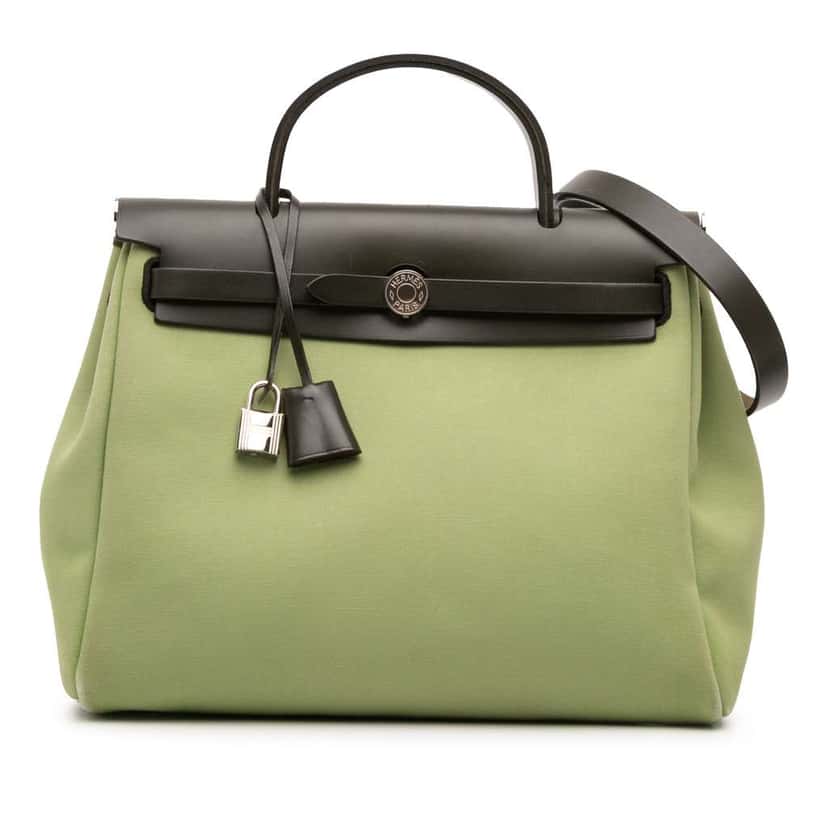 Hermès Toile Herbag Zip 31 Green Canvas Good condition - Front View