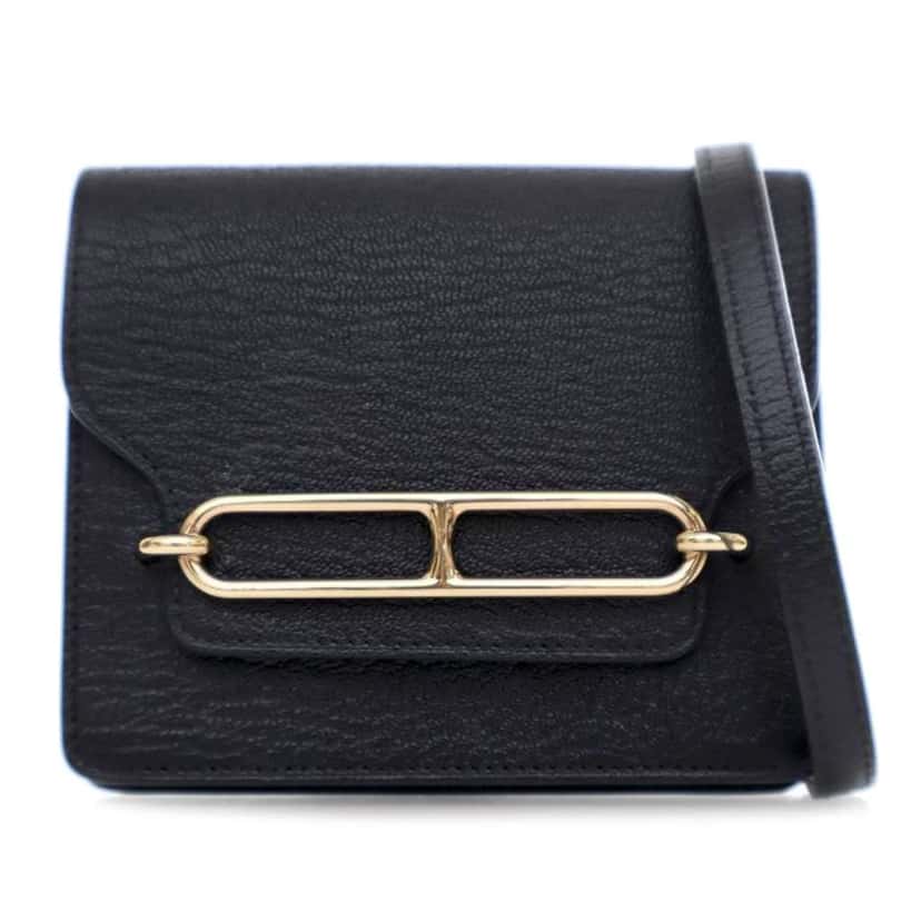 Hermès Chevre Mysore Roulis Slim Wallet Black Leather Good condition - Front View