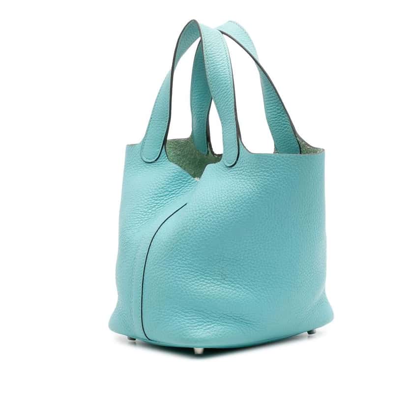 Hermès Clemence Picotin Lock 18 Blue Leather Good condition - Back View