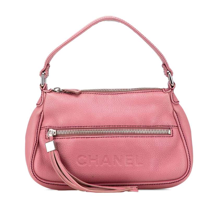 Chanel Calfskin LAX Front Pocket Shoulder Bag Pink Leather Good condition - Front View