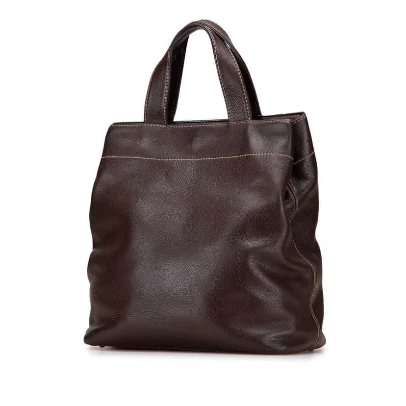 Chanel CC Caviar Turnlock Tote Brown Leather Good condition - Back View