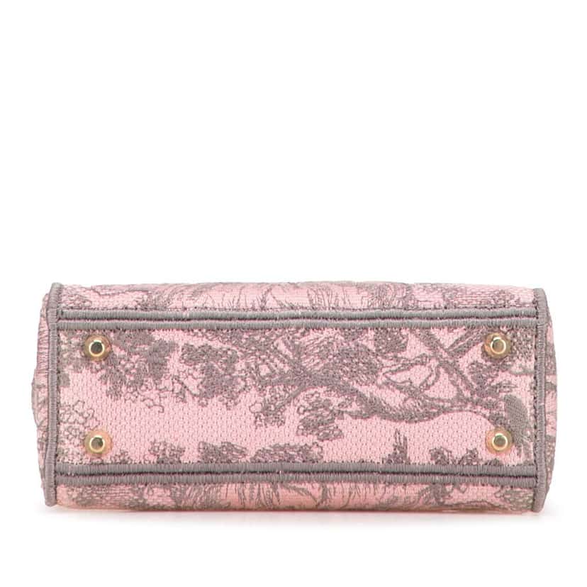 Dior Mini Embroidered Canvas Toile De Jouy Lady D Lite Pink Canvas Good condition - Inside View