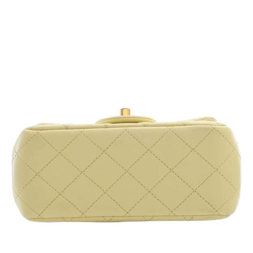 Chanel Mini Square Lambskin Sweet Camellia Flap Yellow Leather Good condition - Box View