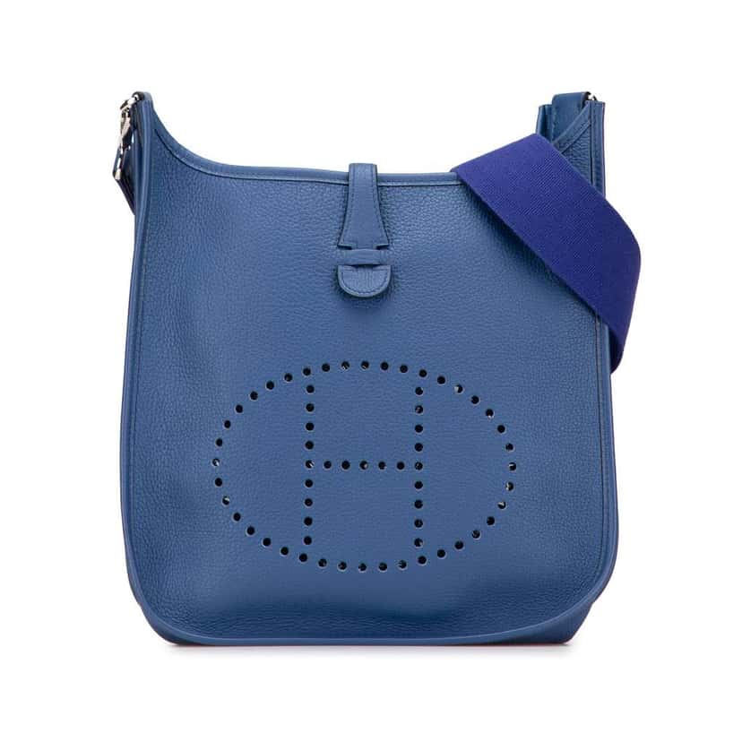 Hermès Clemence Evelyne PM Blue Leather Good condition - Front View