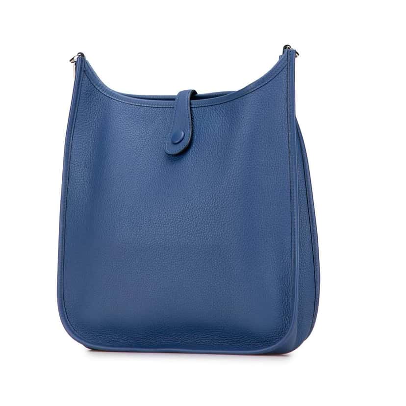 Hermès Clemence Evelyne PM Blue Leather Good condition - Back View
