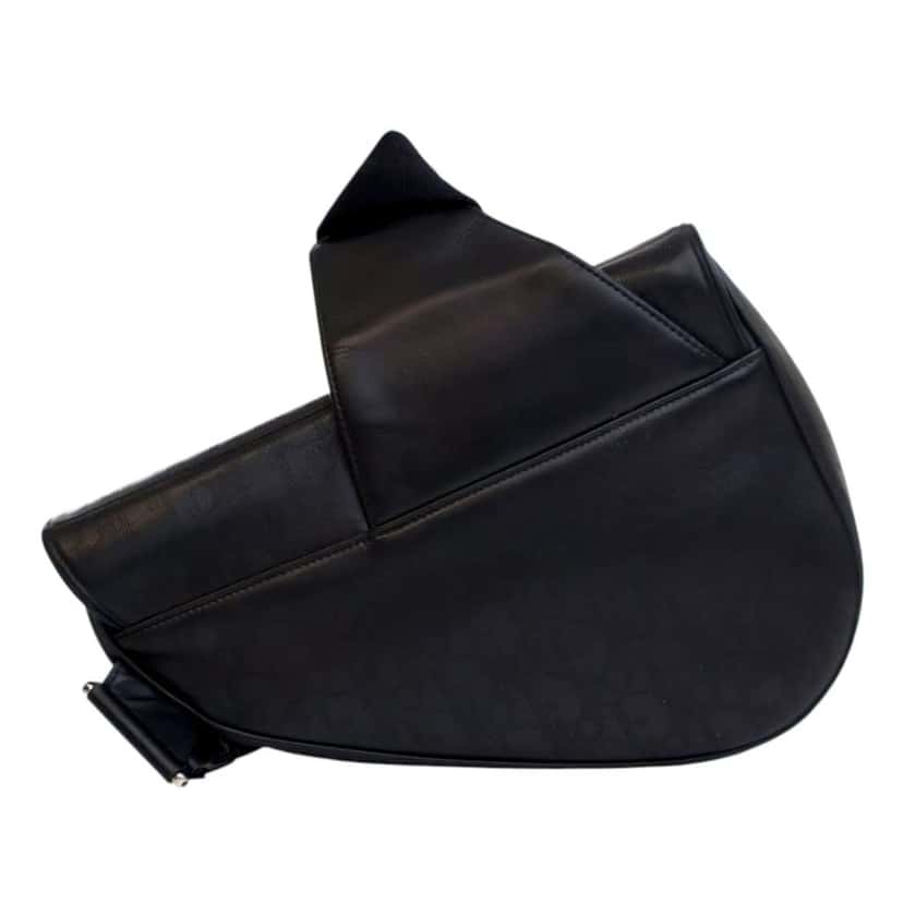 Dior Oblique Perforated Calfskin Galaxy Saddle Bag Black Leather Good condition - Back View