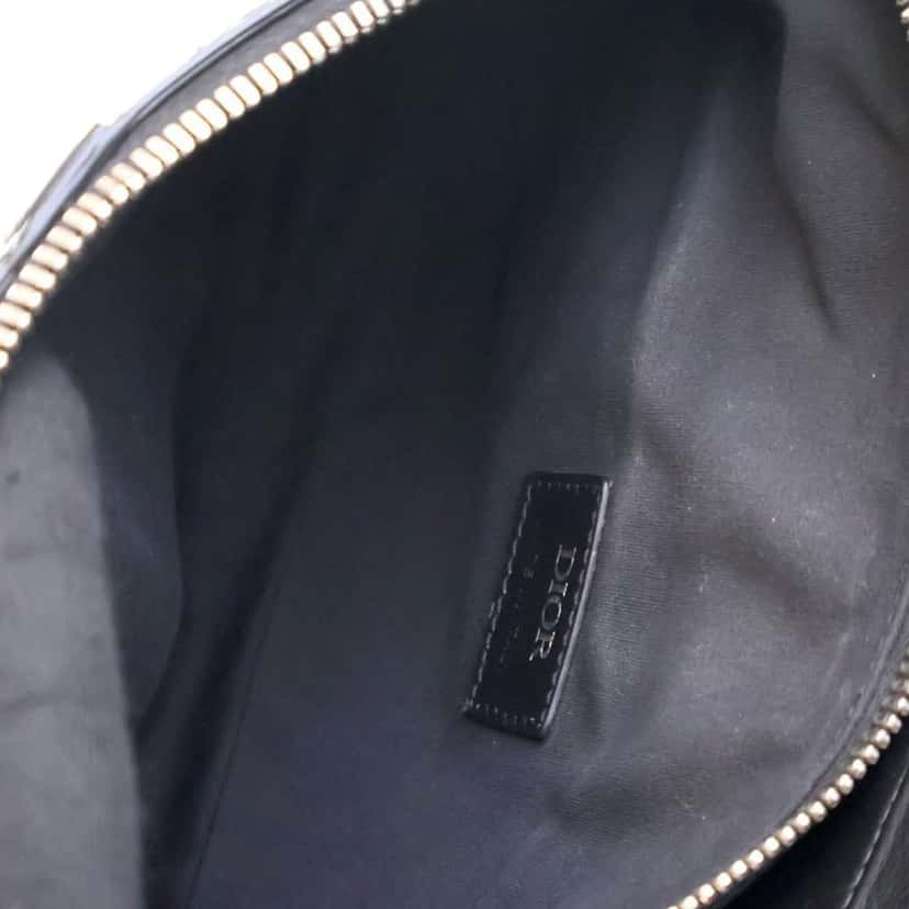 Dior Oblique Perforated Calfskin Galaxy Saddle Bag Black Leather Good condition - Inside View