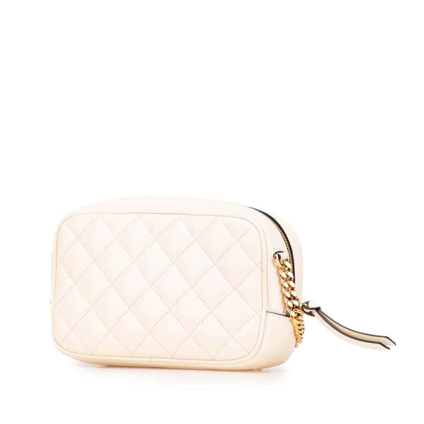 Versace Small Quilted Lambskin Medusa Camera Bag White Leather Good condition - Back View