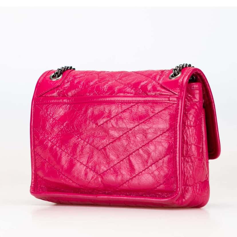 Saint Laurent Baby Crinkled Calfskin Monogram Niki Bag Pink Leather Good condition - Back View