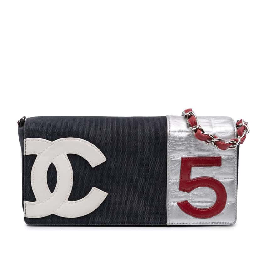 Chanel Multicolor Canvas and Leather No.5 Flap Blue Canvas Good condition - Front View
