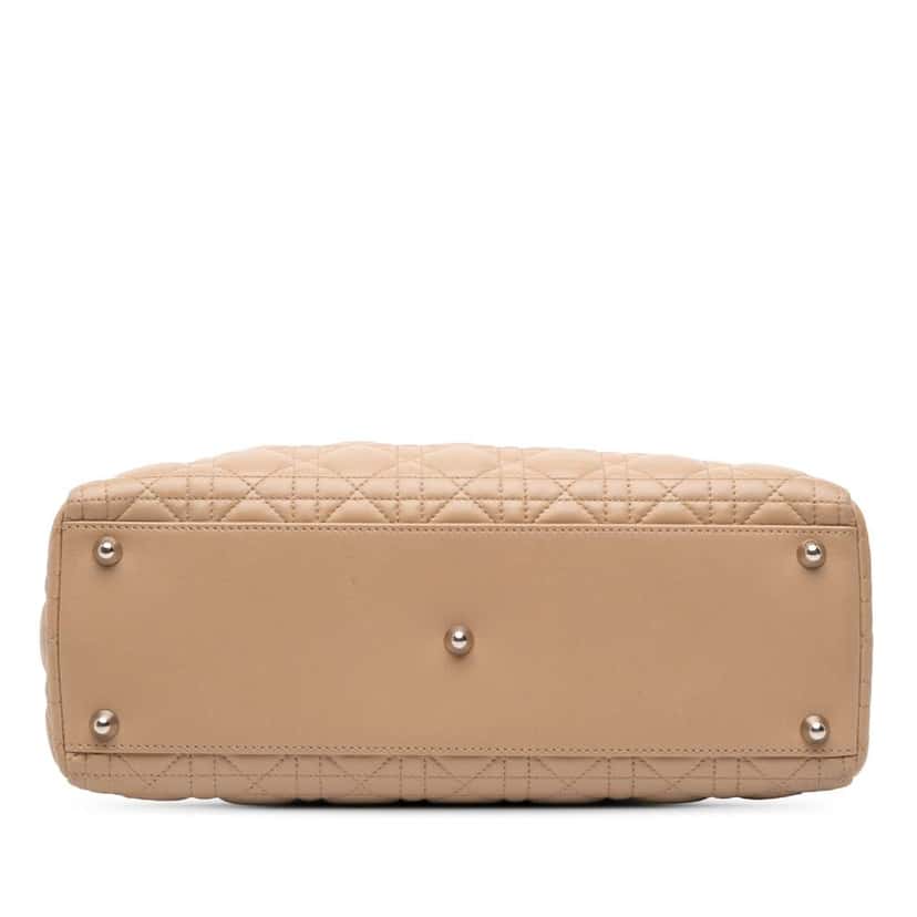 Dior Large Lambskin Cannage Lady Dior Brown Leather Good condition - Inside View