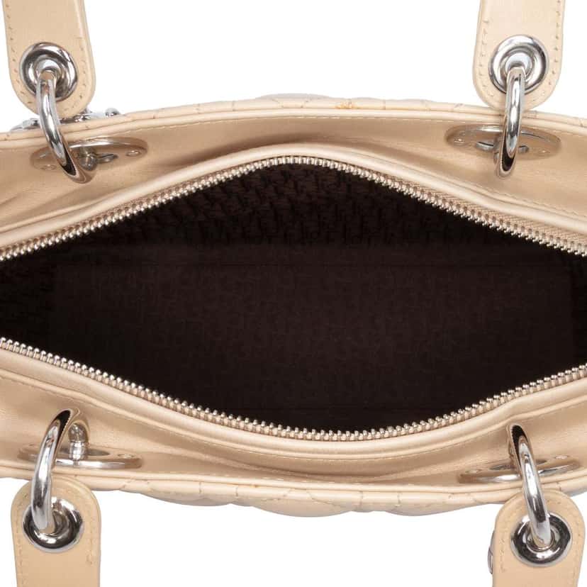 Dior Large Lambskin Cannage Lady Dior Brown Leather Good condition - Model View