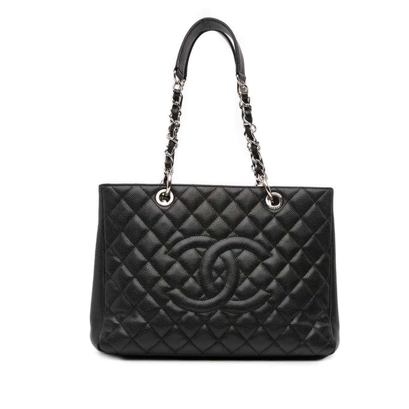 Chanel Caviar Grand Shopping Tote Black Leather Good condition - Front View