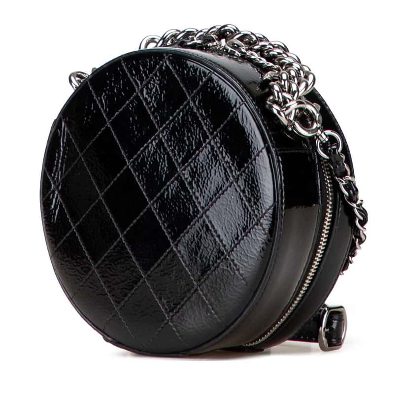 Chanel Patent Round As Earth Bag Black Leather Good condition - Back View