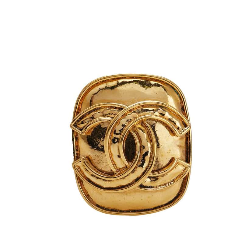 Chanel Gold Plated CC Brooch Gold Metal Good condition - Front View