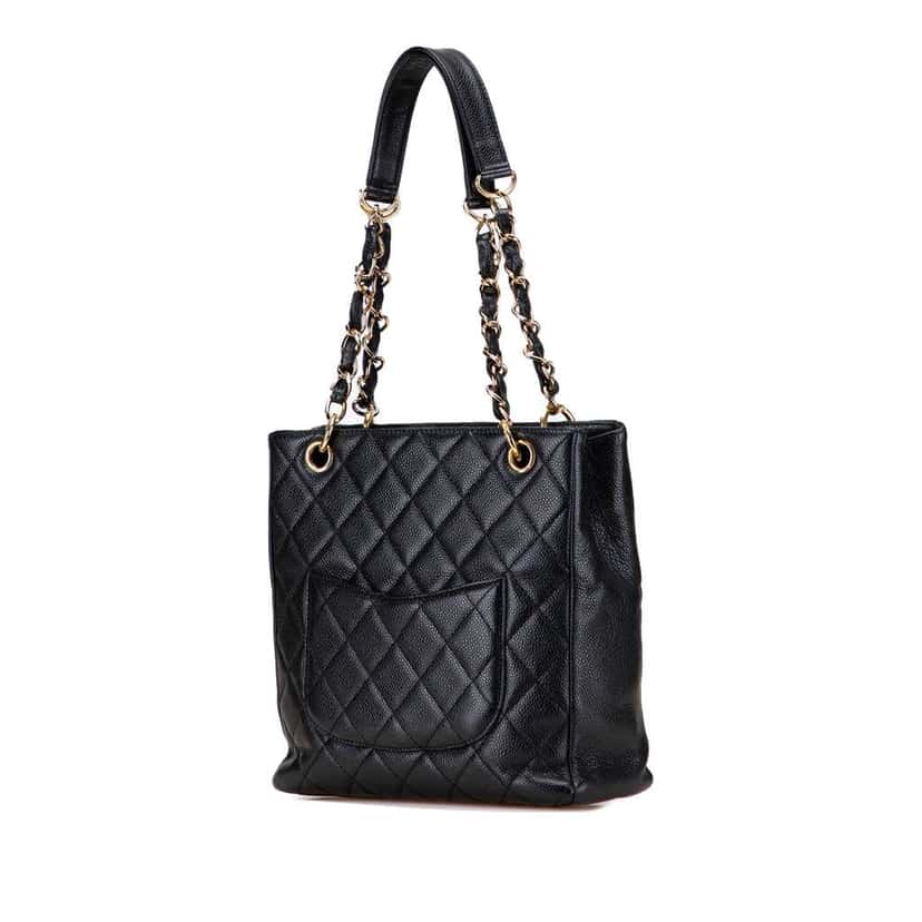 Chanel Caviar Petite Shopping Tote Black Leather Good condition - Back View