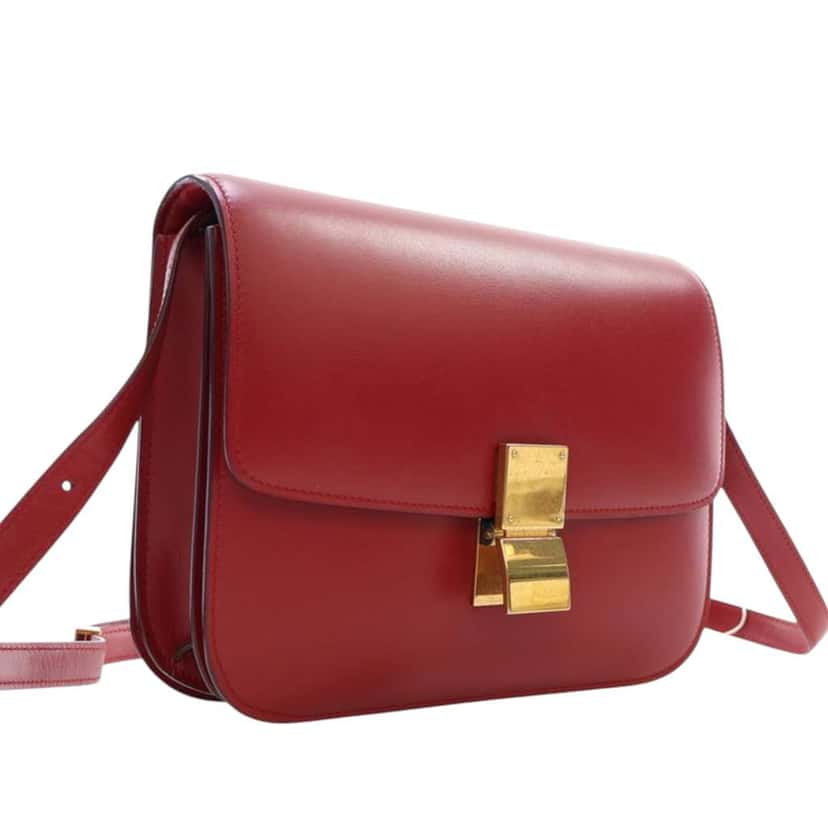 Celine Medium Calfskin Classic Box Red Leather Good condition - Back View