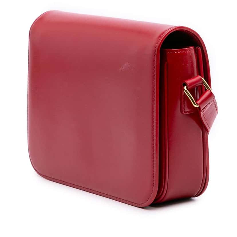 Celine Classique Shiny Calfskin Triomphe Crossbody Red Leather Good condition - Back View