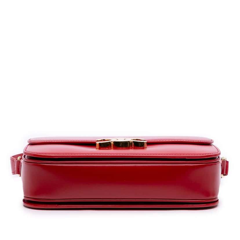 Celine Classique Shiny Calfskin Triomphe Crossbody Red Leather Good condition - Inside View