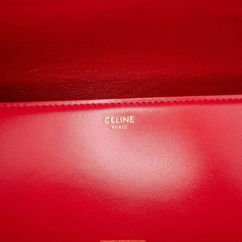 Celine Classique Shiny Calfskin Triomphe Crossbody Red Leather Good condition - Box View