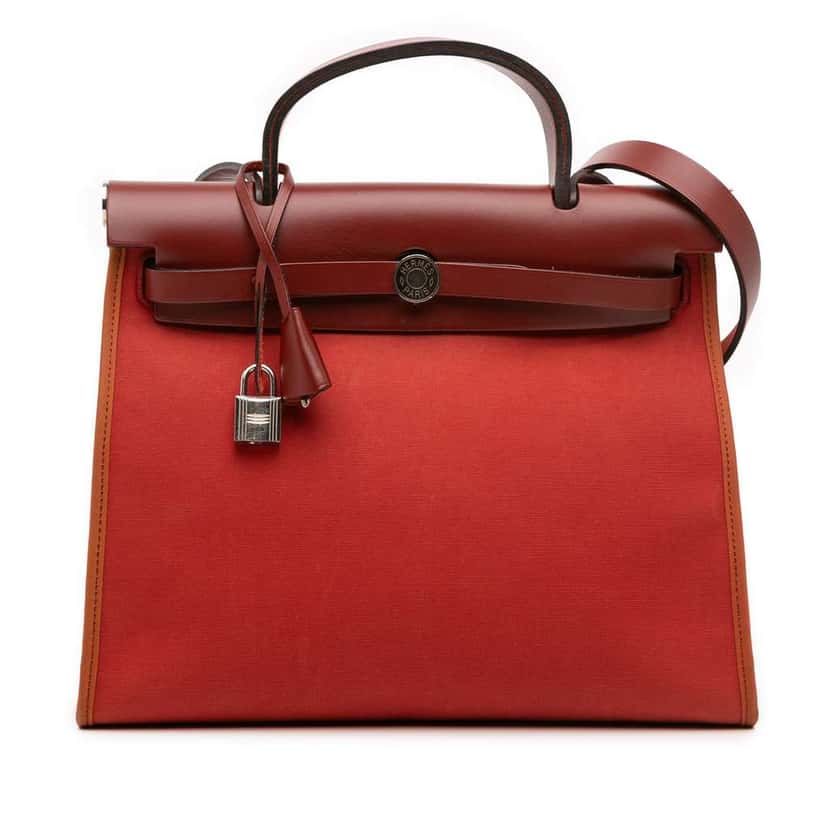 Hermès Toile Herbag Zip 31 Red Canvas Good condition - Front View