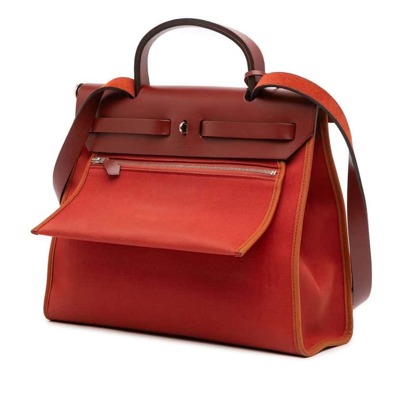 Hermès Toile Herbag Zip 31 Red Canvas Good condition - Back View