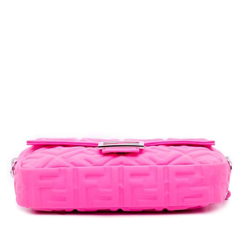 Fendi Medium Embossed Lycra Baguette Satchel Pink Polyester Good condition - Inside View