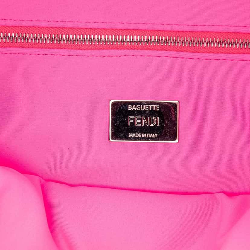 Fendi Medium Embossed Lycra Baguette Satchel Pink Polyester Good condition - Box View