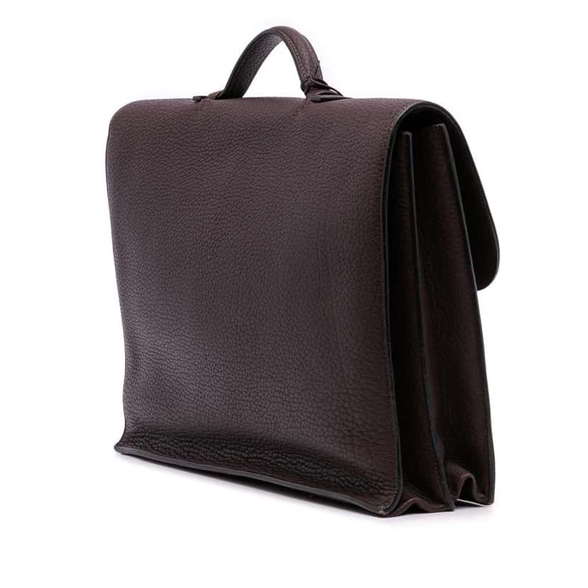 Hermès Togo Sac a Depeches 41 Brown Leather Good condition - Back View